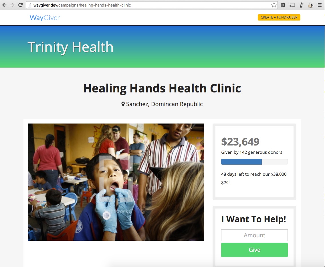 Example Christian fundraiser page