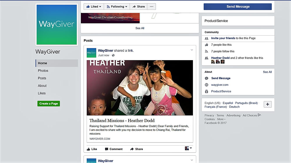 Heather's fundraiser shared on Facebook
